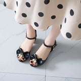 Summer Peep Toe Cute Sweet Bowtie Lace High Heels Sandals Women Lolita Platform Wedding Party Block Heel Shoes MartLion   