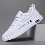 Spring and Autumn Men's Shoes Casual Board Crocodile Leather Waterproof White Vulcaized Mart Lion   