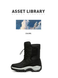  Unisex Snow Boots Warm Push Mid-Calf Waterproof Non-slip Winter Thick Leather Platform Warm Shoes MartLion - Mart Lion