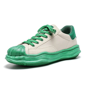 Green Casual Sneakers Men's Spring Vulcanized Shoes Street Hip Hop Canvas Platform Footwear MartLion beige Green WF15 39 CHINA