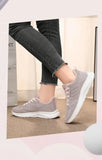 Spring and Autumn Women's Casual Sports Shoes Knitted Upper Breathable Shoes Pink Black MartLion   