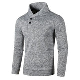 Half Turtleneck Men's Sweaters Button Neck Solid Color Warm Slim Thick Sweatshirts Winter Pullover MartLion Light Gray US S 
