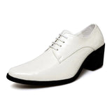 Classic Red Dress Shoes Men's Height-increasing High Heels Leather Wedding Elegant Party MartLion White 829 38 CHINA