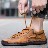 Classic Casual Shoes Men's Lace Up Sewing Leather Outdoor Sneakers Work Daily Mart Lion   