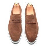 Luxury Men's Penny Loafers Cow Suede Leather Brown Slip-On Sneakers Casual Shoes for Party Office Work Homme MartLion   