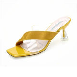 Slippers Women High Heels Transparent Medium Heel Elegant Summer Sandals for Girls Shoes MartLion yellow 34 
