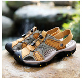 Summer Genuine Leather Men's Sandals Mesh Beach Sandal Handmade Casual Shoes Platform Outdoor Water Sports Sneakers Mart Lion   