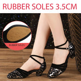 Leopard Print Latin Dance Shoes Soft Sole Medium Heel Ballroom Jazz Modern Practice Indoor Summer Sandals MartLion   