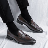 Slip On Dress Shoes Men's Elegant Split Leather Buckle Formal Mart Lion   