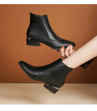 British style boots for women winter thick heeled oversized short boots MartLion