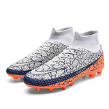 Football Boots Men's High Ankle Soccer Cleats Ag Tf Soccer Shoes Lightweight Mart Lion Grey cd Eur 35 