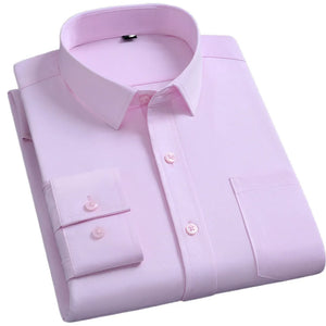 Classic Men's  Shirt Long Sleeve Casual Office Wedding Solid Formal Social MartLion   