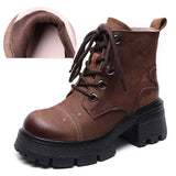 Suede Cow Leather Moccasins Rubber Soled Lofers Women Ankle Boots Chunky Sneaker Shoes MartLion
