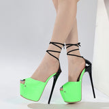 Liyke Brand Design Rivet Peep Toe 16.5CM Stiletto Women Sandals Ankle Lace Up High Heels Pole Dance Shoes Platform Pumps Mart Lion   