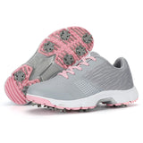 Waterproof Golf Shoes Women Outdoor Spikes Golf Sneakers Ladies Sport Golfing Athletic MartLion GrayPink 36 
