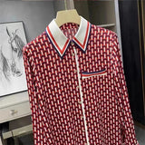 Female Red Plaid Printed Blusas Shirt Button Casual Blouse  Women's Clothing MartLion   