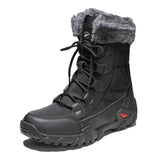 Waterproof Warm Desert Boots Non-slip Outdoor Snow Faux Fur Cotton Shoes Tactical Military Men's MartLion black 38 