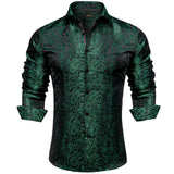 Luxury Men's Long Sleeve Shirts Red Green Blue Paisley Wedding Prom Party Casual Social Shirts Blouse Slim Fit Men's Clothing MartLion   