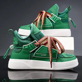 Harajuku Style Green Casual Sneakers Men's Breathable Platform Sneakers Flat Designer Sneakers basket homme MartLion   
