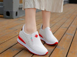 Women's Casual Shoes White Wedge Platform Outdoor Chunky Sneakers Breathable Height Increasing Female