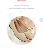 Soft-soled single shoes spring summer solid color pointed toe flat heel casual breathable women's openwork knit MartLion   