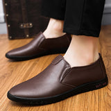 Men's Leather Shoes Moccasins Sneakers Slip Lazy Lightweight Loafers Breathable Outdoor Walking MartLion   