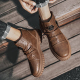 Off-Bound Autumn Men's Ankle Boots Tooling Desert British Punk Zip Chelsea Motorcycle High-cut Shoes Mart Lion   