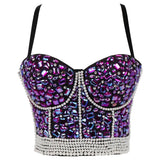 Women Bra Rhinestone Corset Party Clothes Lady Push Up Bra Woman Tops Clothing Gothic Shaper Vintage Bra Underwear MartLion 9-purple S 