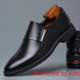 White Leather Dress Shoes Men's Spring Autumn Breathable Formal Derby Casual English MartLion black inside 6cm 42 