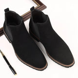 Black Classic Suede Men's Chelsea Boots Ankle Shoes Leather Casual Dress Wedding Sleeve Cowboy MartLion   