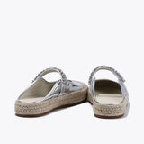 Station Silver Versatile Diamond Mary Jane Shoes Thick Sole Fisherman Baotou Half MartLion   