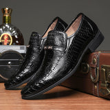 Pointed Toe Dress Shoes For Men's Luxury Crocodile Formal Footwear Loafers Slip On Wedding Zapatos Hombre Mart Lion   