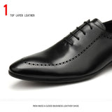 Handmade Men's Oxford Shoes Real Calf Leather Black Brown Classic Brogue Wedding Dress MartLion   