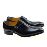 Men's Dress Shoes Classic Leather Buckle Monk Strap Dark Brown Black Office Shoes Men MartLion   