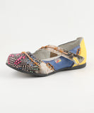 Women's Ethnic Unique Mix and Match Leather Open-back Sandals MartLion Yellow and Blue 42 