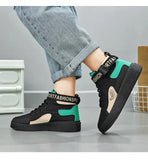  Printed Sneakers Men's Women Platform High-top Casual Flats Lace-up Black Shoes Basket Homme MartLion - Mart Lion