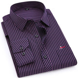 Striped Shirt Brand Clothing Pocket Men's Long Sleeve Shirt  Summer Slim Fit Shirt Casual Shirt Clo Mart Lion AAQS2107DACK PUEPLE 38 