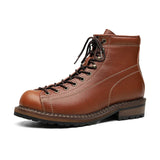 Vintage Work Boots for Men's High Top British Style Leather Spring Autumn Designer Platform Shoes MartLion Brown 42 