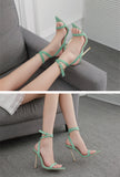 Summer Women's Pointed Toe Metal Thin High Heels Sandals Gladiator Ankle Buckle Strap Stiletto Shoes Black Blue Mart Lion   