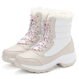 Women Boots Winter Waterproof Snow Fur Women Platform Shoes Slip On Woman Ankle Plush Warm Winter Female MartLion 39 Beige 