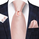 Solid Colors Ties Handkerchief Cufflink Set Men's 7.5cm Slim Necktie Set Party Wedding Accessoreis Gifts MartLion   