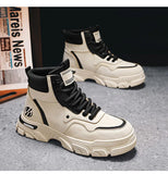 White Winter Work Short Boots for Men British  Motorcycle Boots Outdoor Sports Casual Shoes
