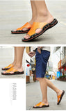 Summer Men's Sandals Genuine Leather Slippers Roman Flats Slippers Roman Style Beach Outdoor Flip Flops Mart Lion   