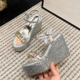  Crystal Diamond Wedge Sandals Women Open Toe Buckle Strap Platform High Heels Ladies Party Dress Shoes MartLion - Mart Lion