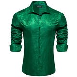 Designer Shirts for Men's Silk Embroidered Silk Blue Green Gold White Black Paisley Long Sleeve Blouses Tops Barry Wang MartLion   