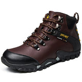 Men's Genuine Leather Boots Hiking Boots Hiker Winter Trekking Hiking Fuzzy Snow Waterproof Adventure MartLion Brown 5.5 