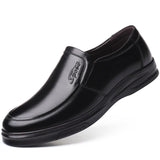 Genuine Leather Shoes Men's Slip-on Loafers Cow Leather Casual Flat  Footwear Black Brown Mart Lion   