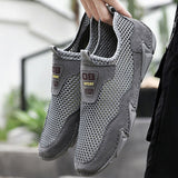 Breathable Loafers Men's Driving Shoes Genuine Leather Sneakers Breathable Mesh Casual Slip On Zapatillas Mart Lion Gray 6.5 