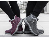 Winter Women Men's Boots Plush Leather Waterproof Sneakers Climbing Hunting Unisex Lace-up Outdoor Warm Hiking MartLion   