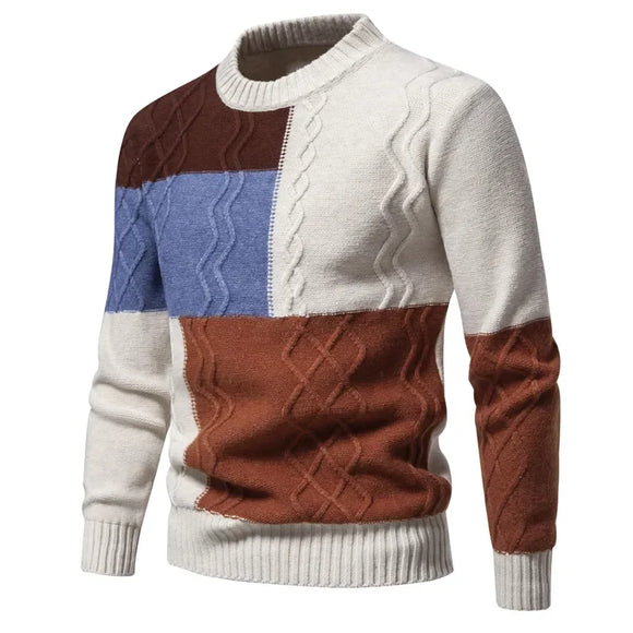 Men's Casual Autumn and Winter Trend Color Block Knitted Sweater MartLion   